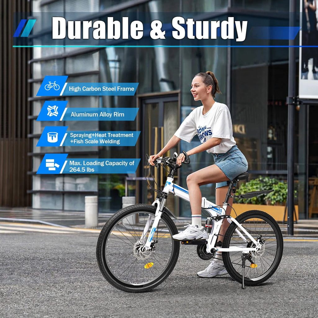 26 Inch 21 Speed Folding Mountain Bike W506969