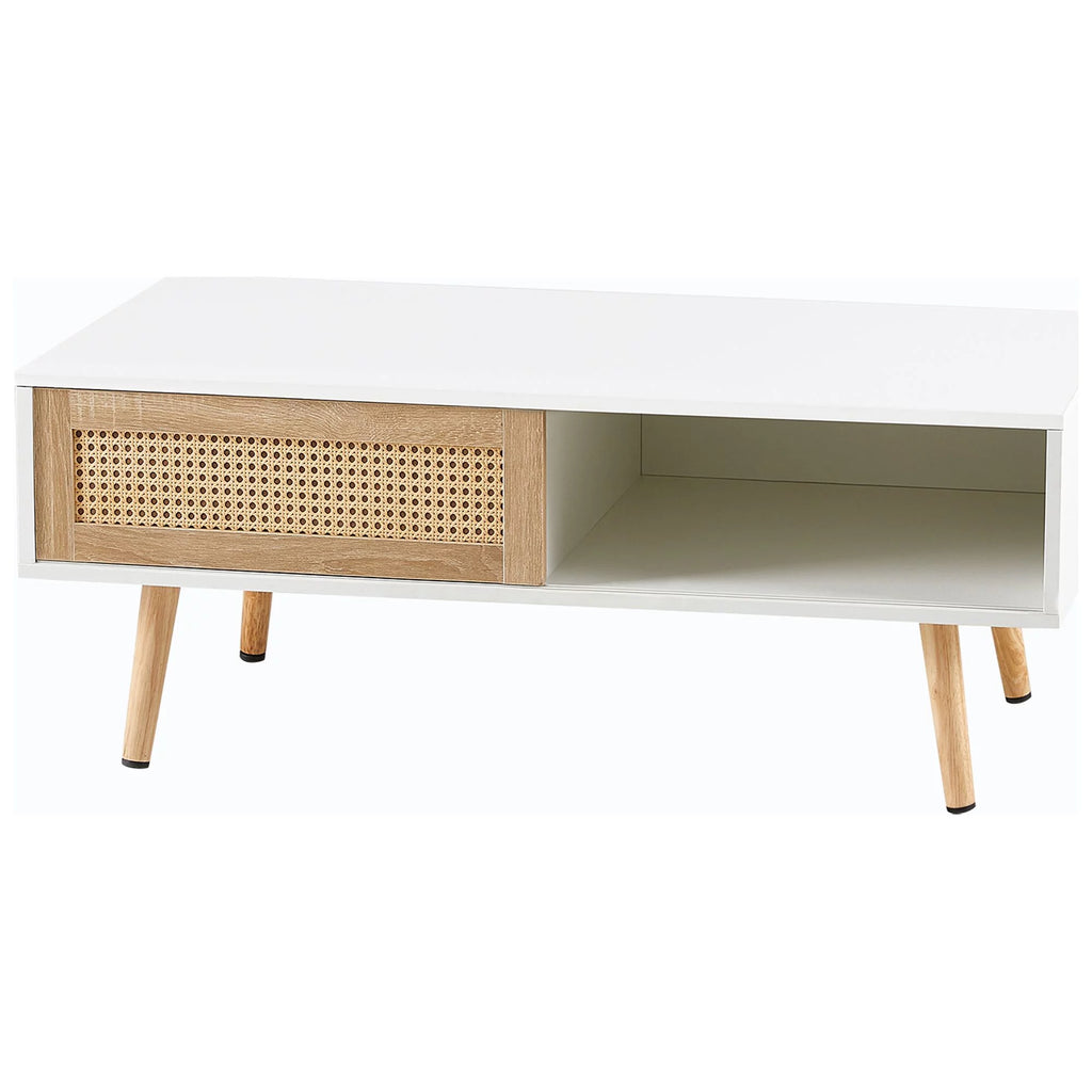 41.34" Rattan Coffee Table with Sliding Door Storage U2910