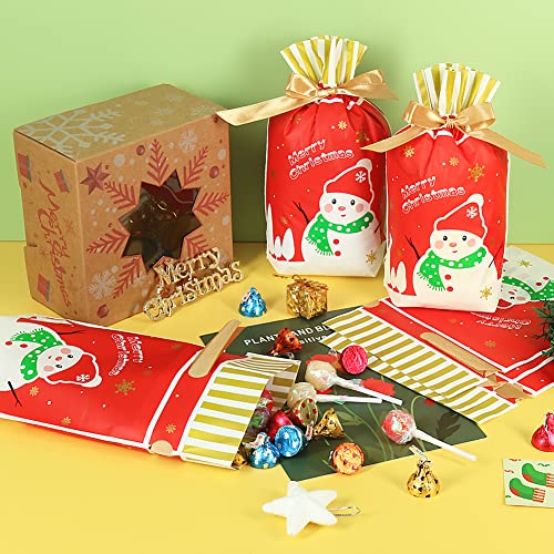 30 Pc Foil Drawstring Christmas Gift Bags Assorted Sizes R19425