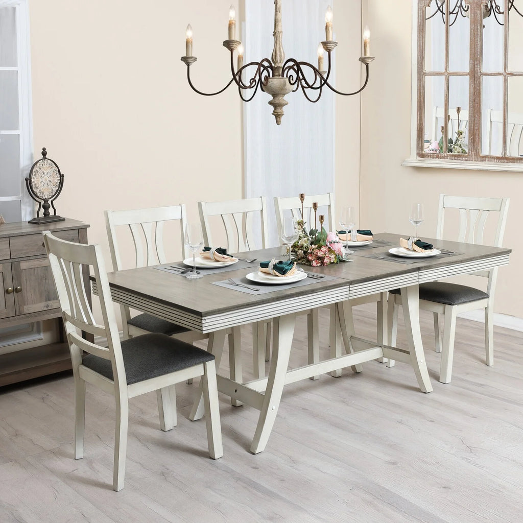 76" Off White Rubberwood Expandable Dining Table J3355