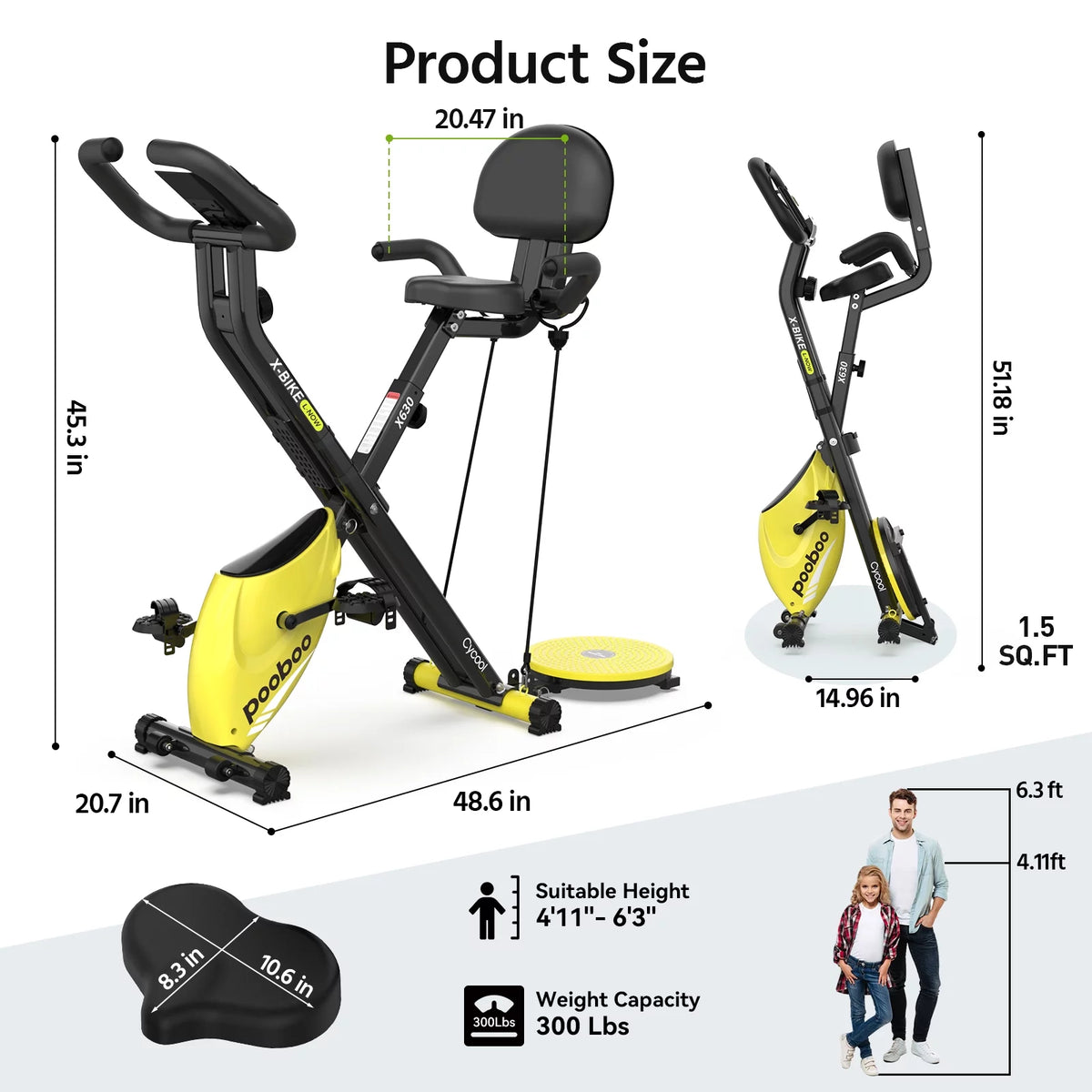 4in1 Folding Exercise Bike Stationary Magnetic H73854