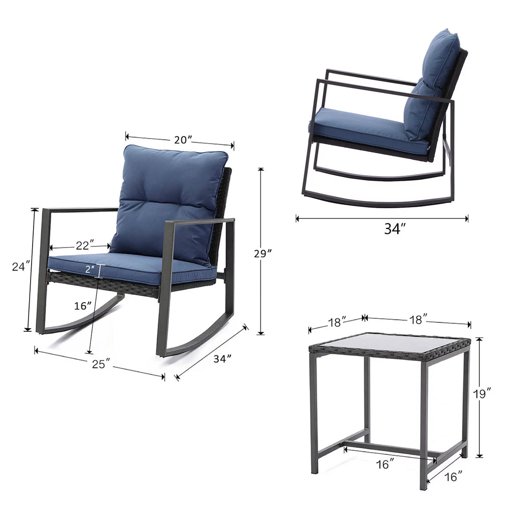 3 Piece Metal Bistro Set with Beige Cushions V511