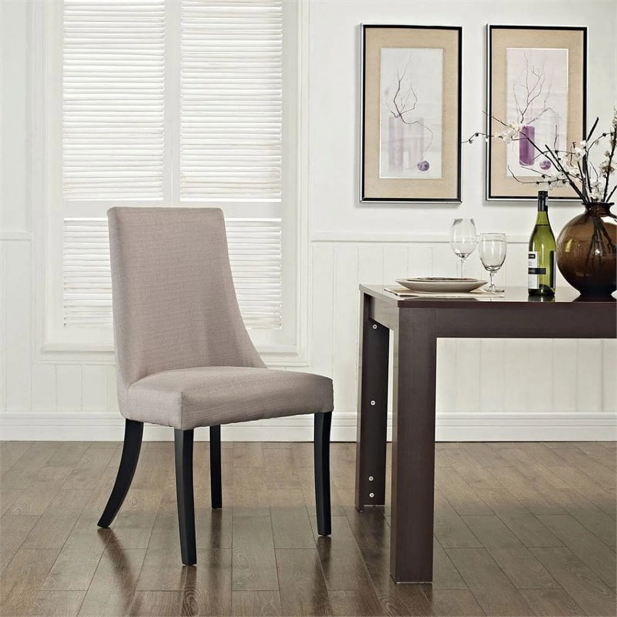 Beige Linen Dining Side Chair T4410
