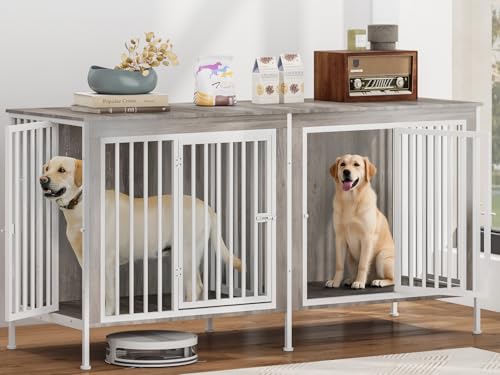 63 Inch Wooden Dog Cage with Divider S4391