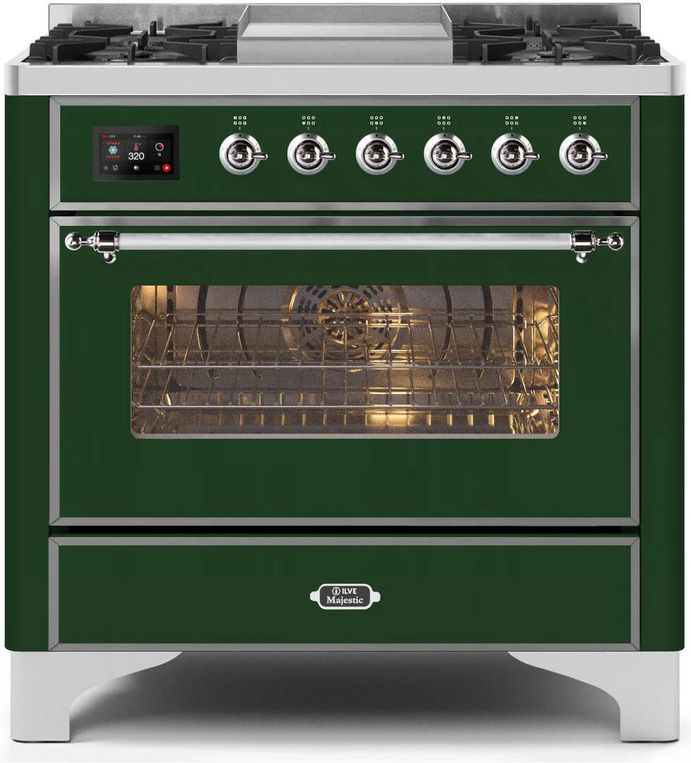 36 Dual Fuel Natural Gas Range Emerald Green Chrome Trim L5817