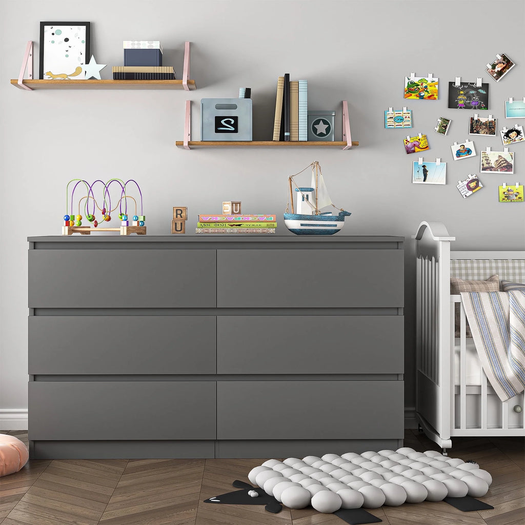 White 6 Drawer Dresser L8822