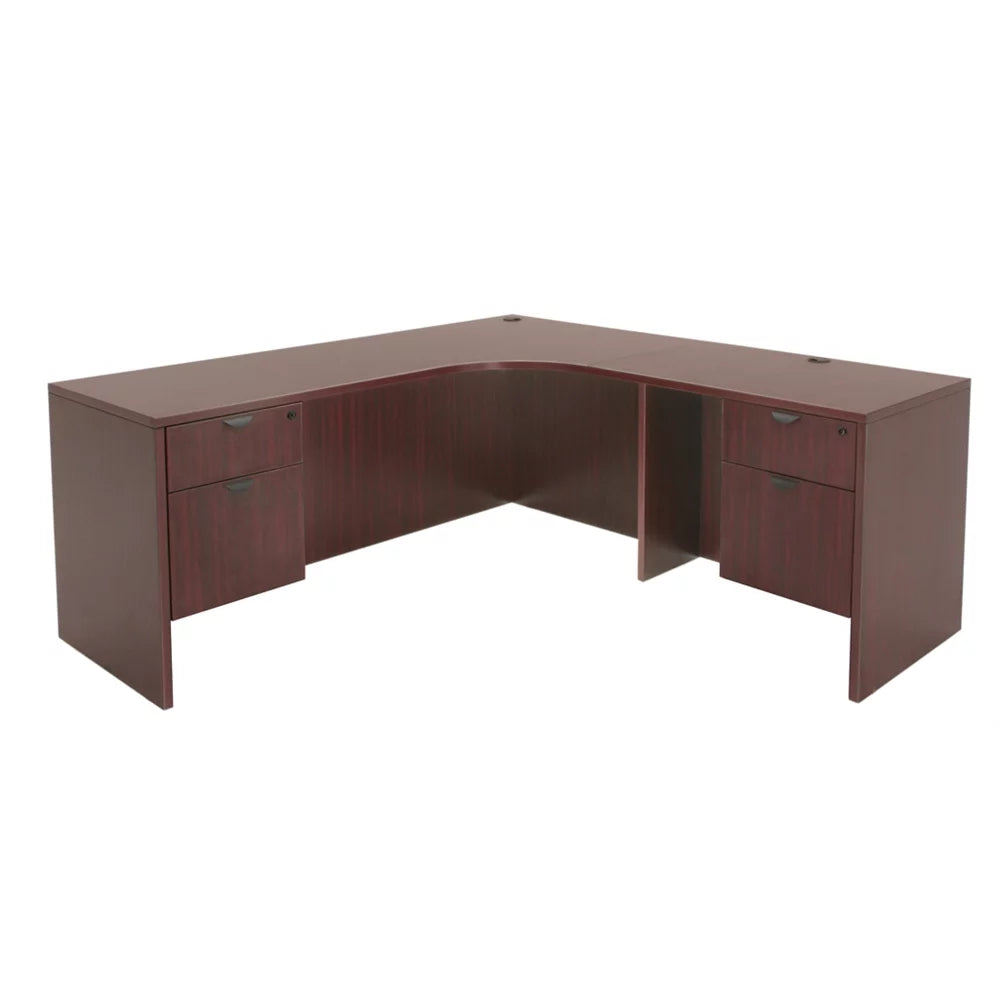 71" Double Pedestal Right Corner Credenza Mahogany M1140
