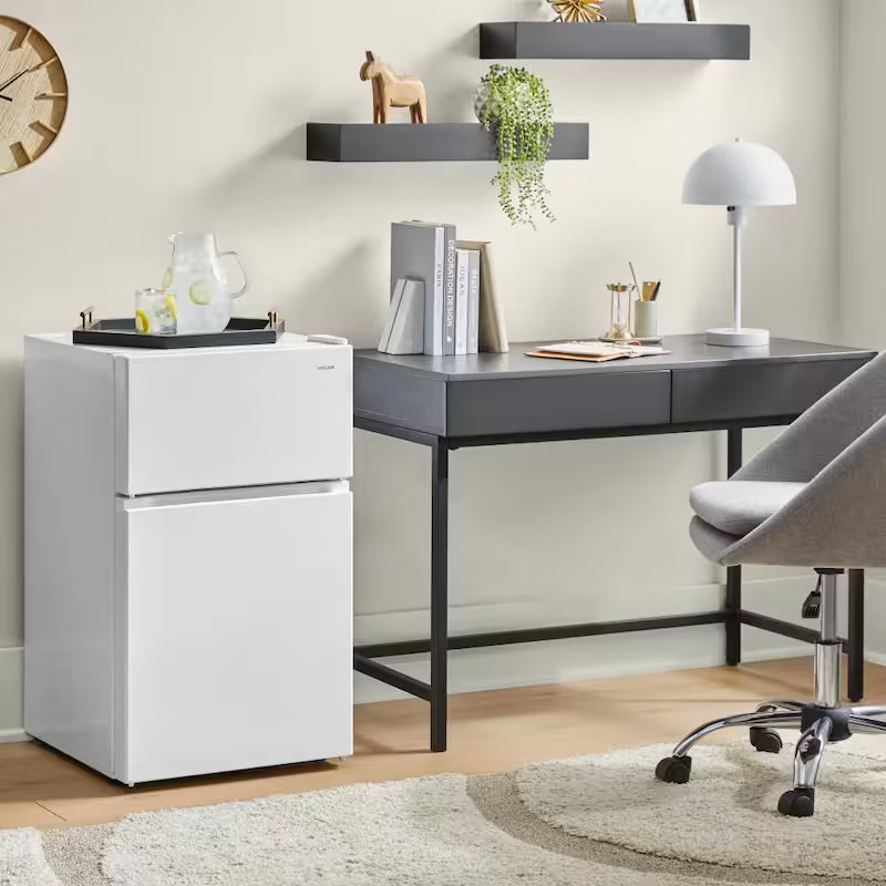White 2-Door Mini Refrigerator with Freezer B2153