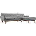 Right-Facing Grey Fabric Sectional Sofa U679