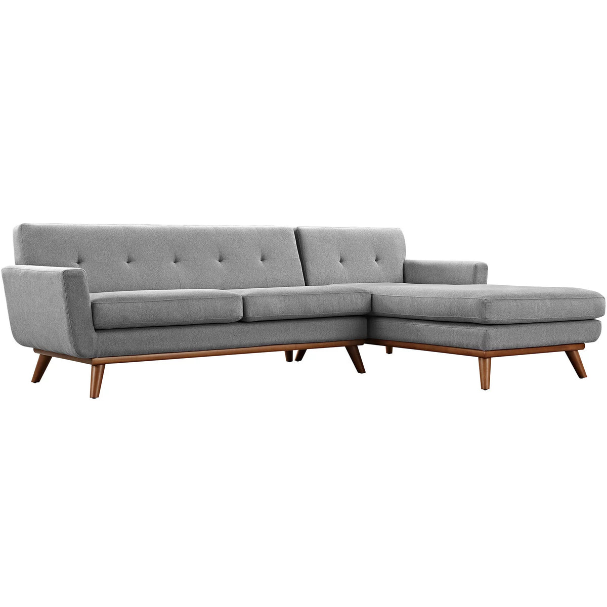Right-Facing Grey Fabric Sectional Sofa U679