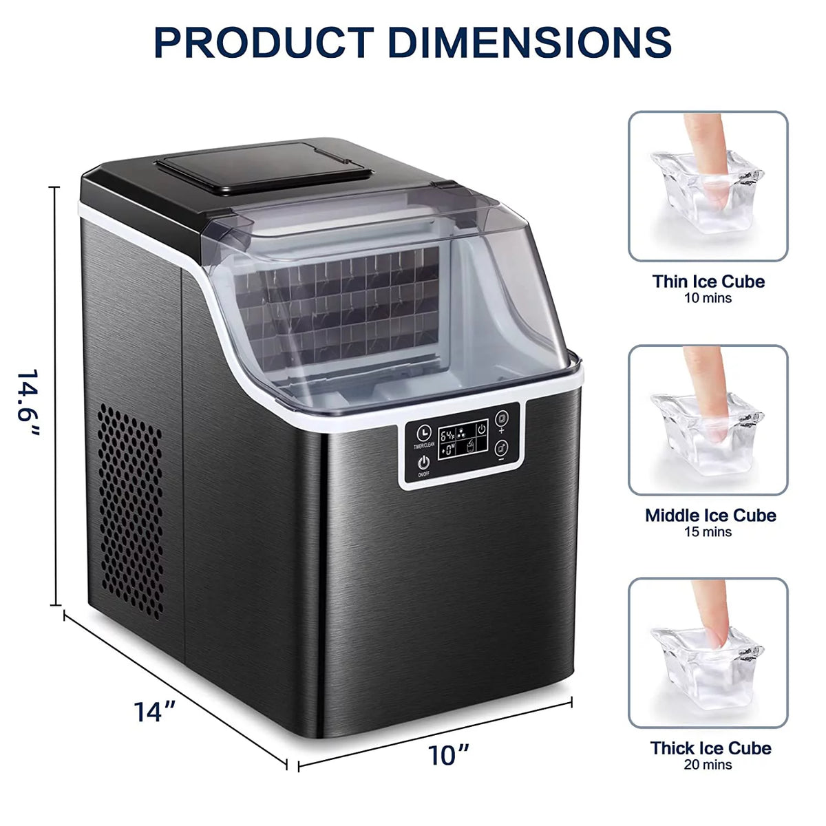 44Lbs/24H Self-Cleaning Portable Compact Ice Maker with Ice Scoop & Basket P802