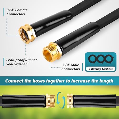 100ft Flexible Kink Free Garden Hose with 10 Function Nozzle Q1536