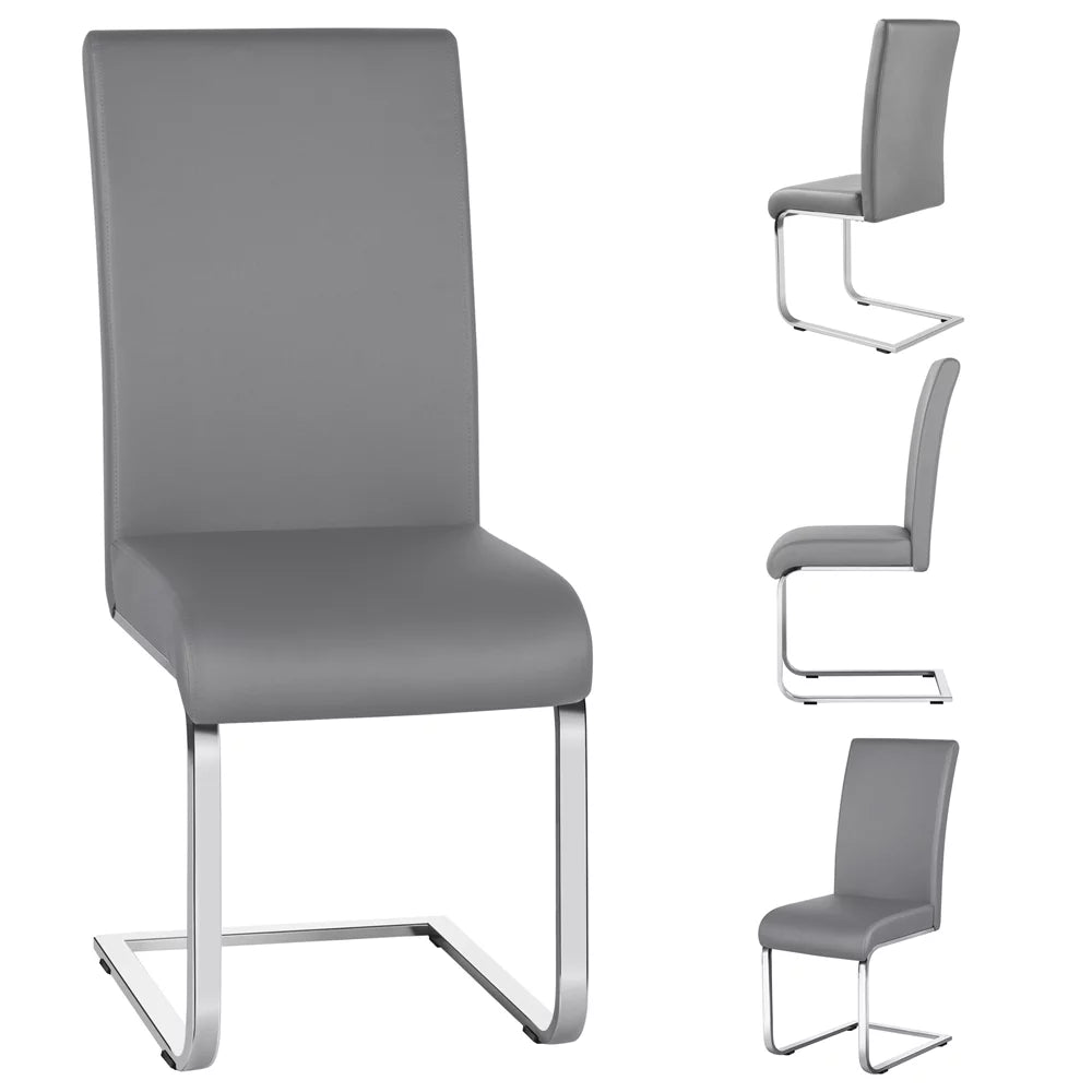 Set of 2 Light Gray PU Leather Dining Chair M479283