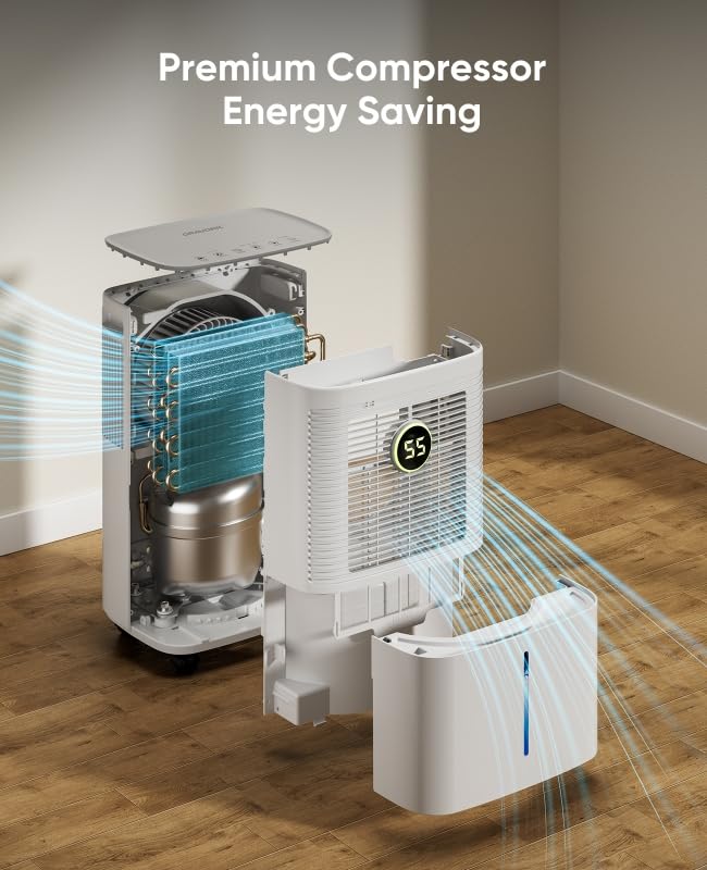 34 Pint Dehumidifier with Drain Hose, White V7143