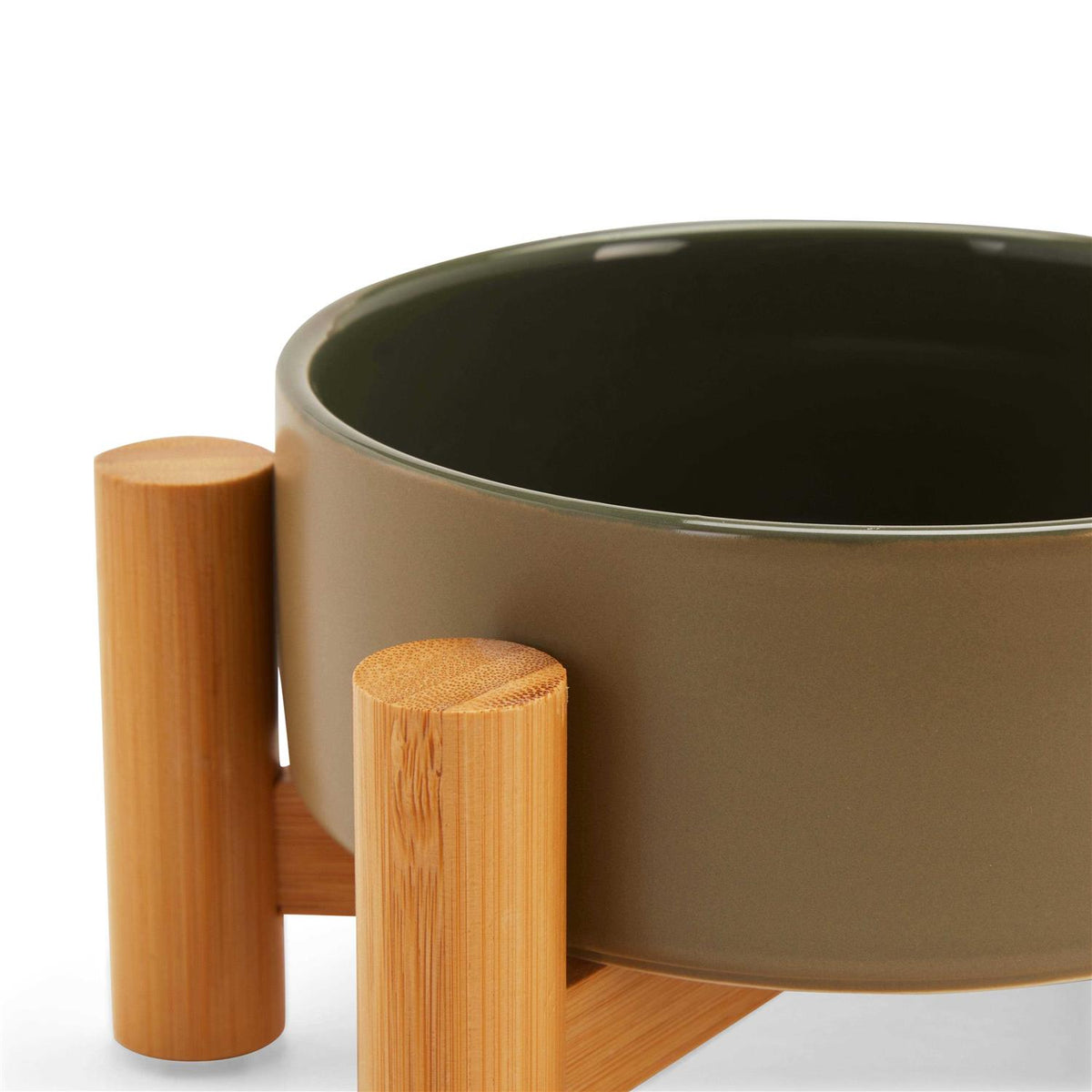 Ceramic & Bamboo Elevated Dog Double Diner B68012