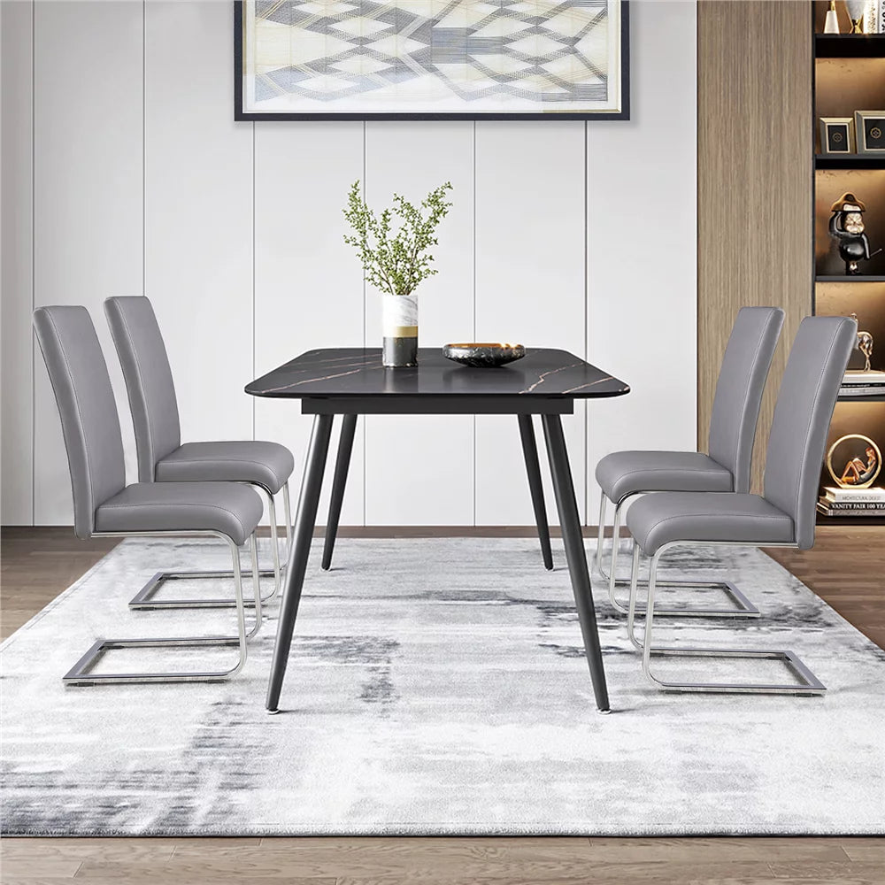 Set of 2 Light Gray PU Leather Dining Chair M479283