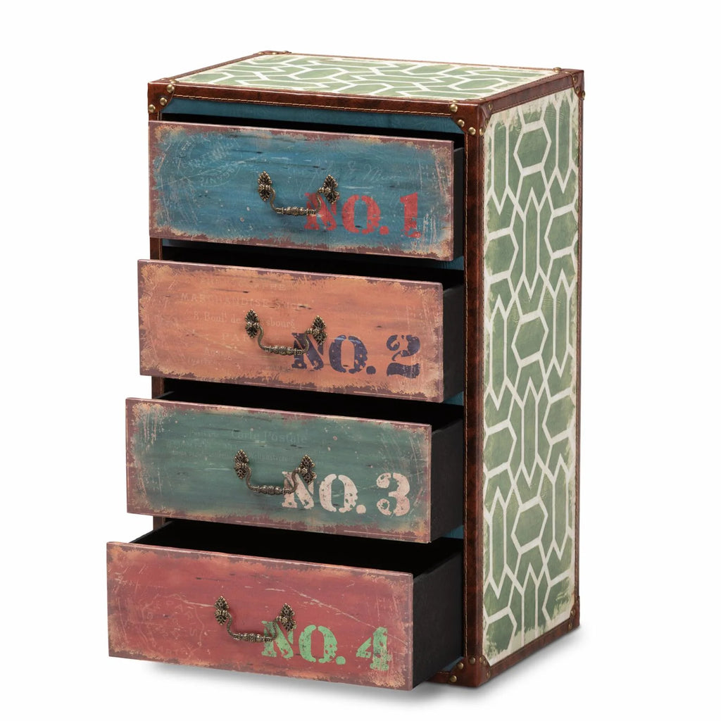 Multicolor Wood 4-Drawer Accent Storage Chest X306