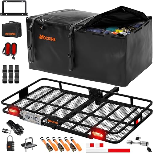 72"x36"x6" Folding Trailer Hitch Cargo Carrier with Waterproof Cargo Bag Z762
