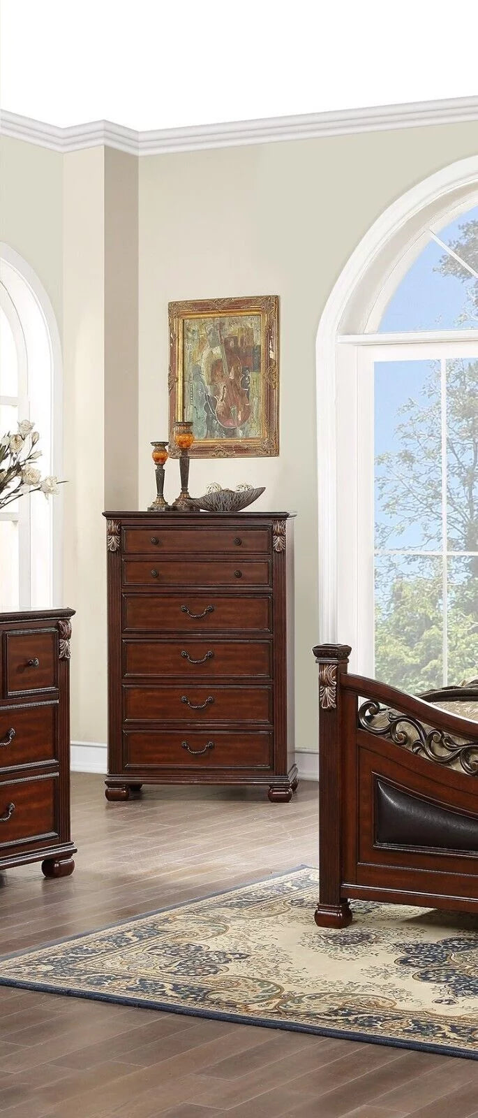 King Size 4p Bedroom Furniture Set Wooden Brown E480