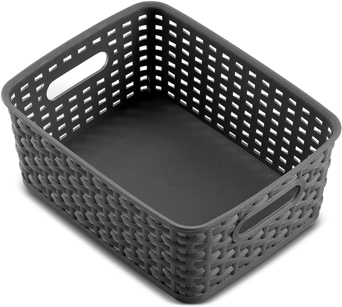Set of 6 Plastic Storage Baskets with Cutout Handles Z693