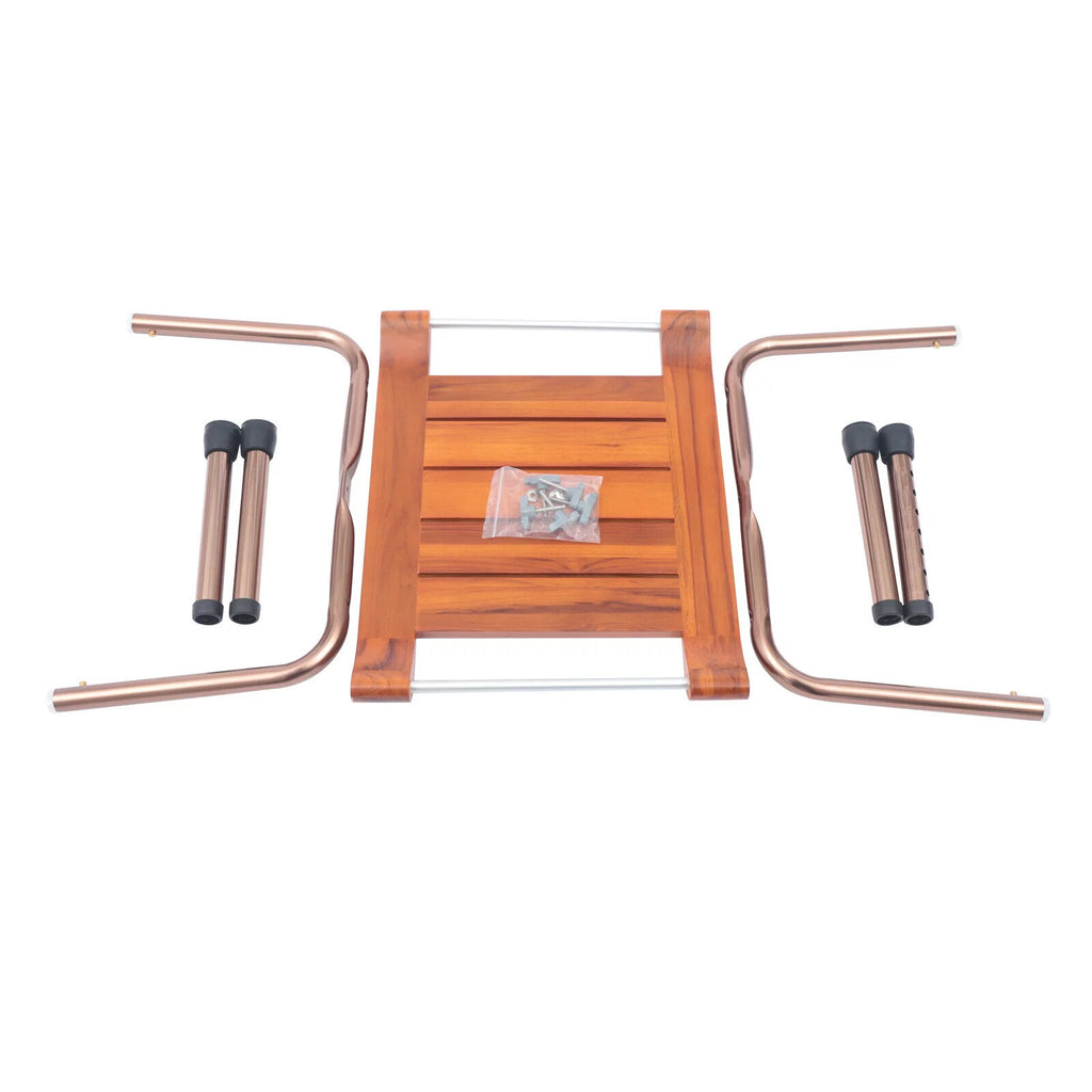 Teak Shower Stool Non-Slip Adjustable D92881