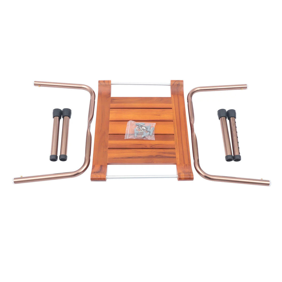 Teak Shower Stool Non-Slip Adjustable D92881