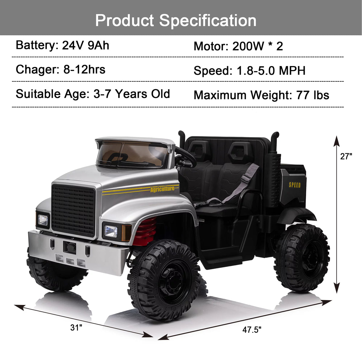 24V 2 Seater Ride on Dump Truck W823400