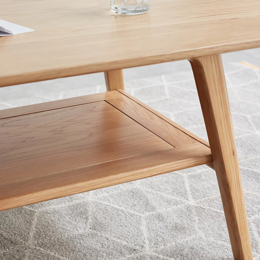 Solid Wood Coffee Table with Storage Shelf 120 x 56 x 44 cm S410
