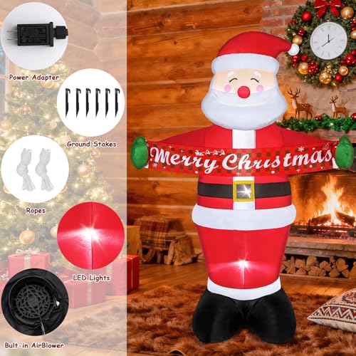 7FT Christmas Inflatable Santa Claus with Built-in LED Lights I977753
