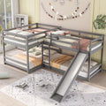 Full and Twin Size L-Shaped Bunk Bed with Slide and Short Ladder C832
