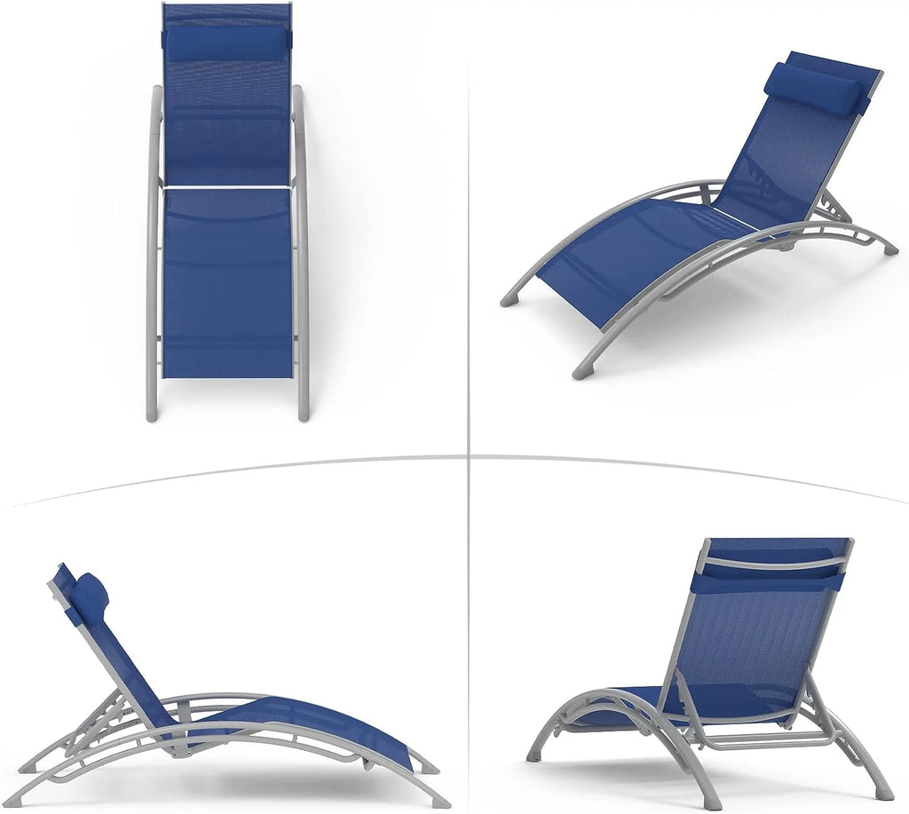 Aluminum Lounge Chair Set of 3 with Side Table L16660