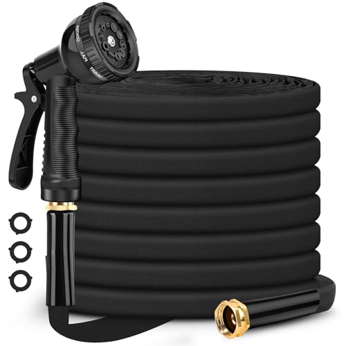 100ft Flexible Kink Free Garden Hose with 10 Function Nozzle Q1536