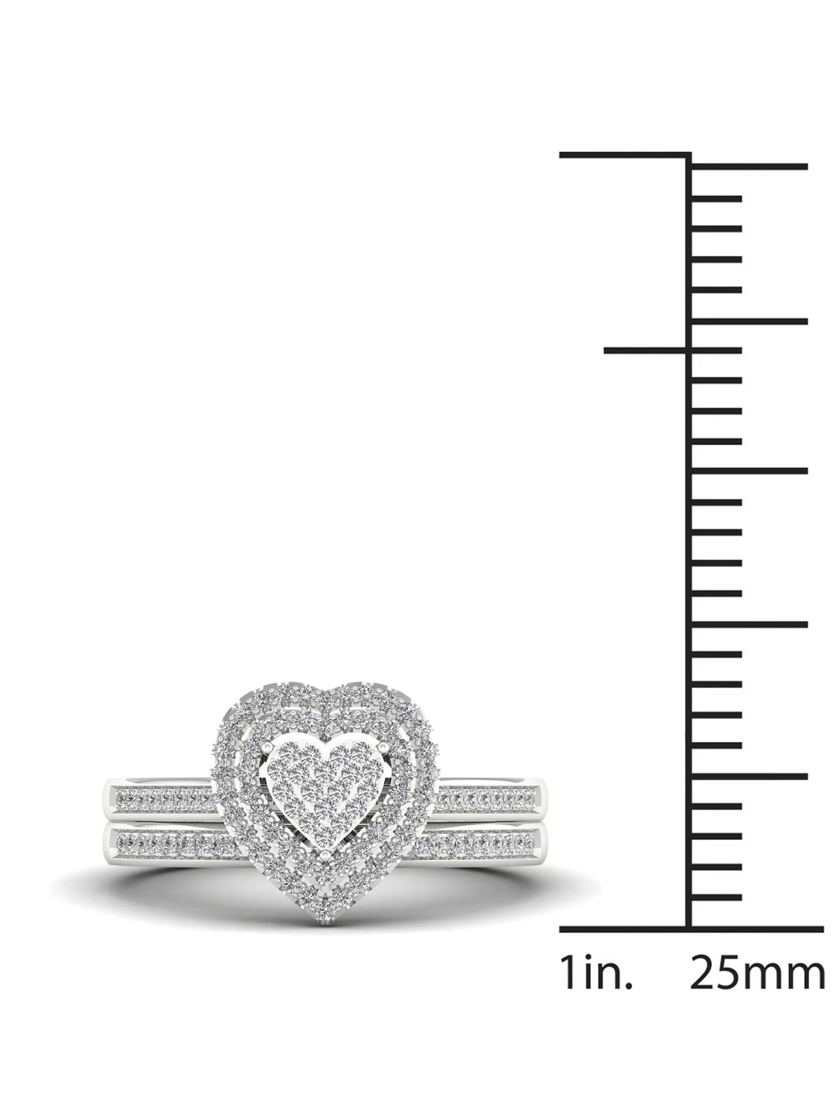 1/3Ct Diamond S925 Sterling Silver Heart Bridal Set P12526