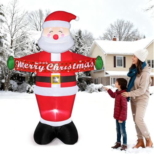 7FT Christmas Inflatable Santa Claus with Built-in LED Lights I977753