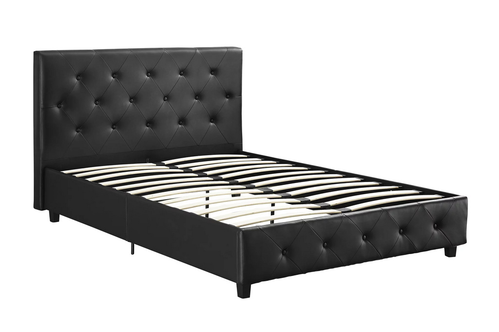 Queen Camel Faux Leather Upholstered Platform Bed R689