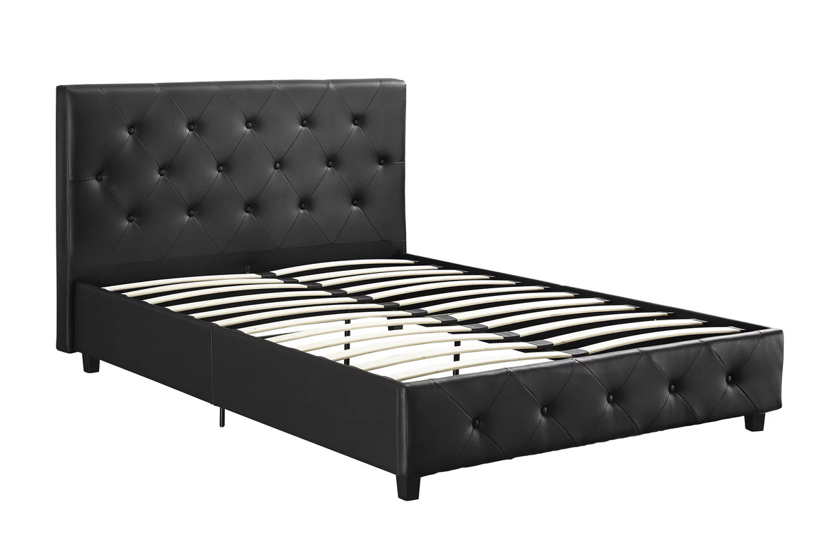 Queen Camel Faux Leather Upholstered Platform Bed R689