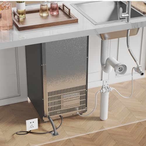 15 Inch Stainless Steel Built-in Freestanding Ice Maker with 30lbs Storage Bin O9508
