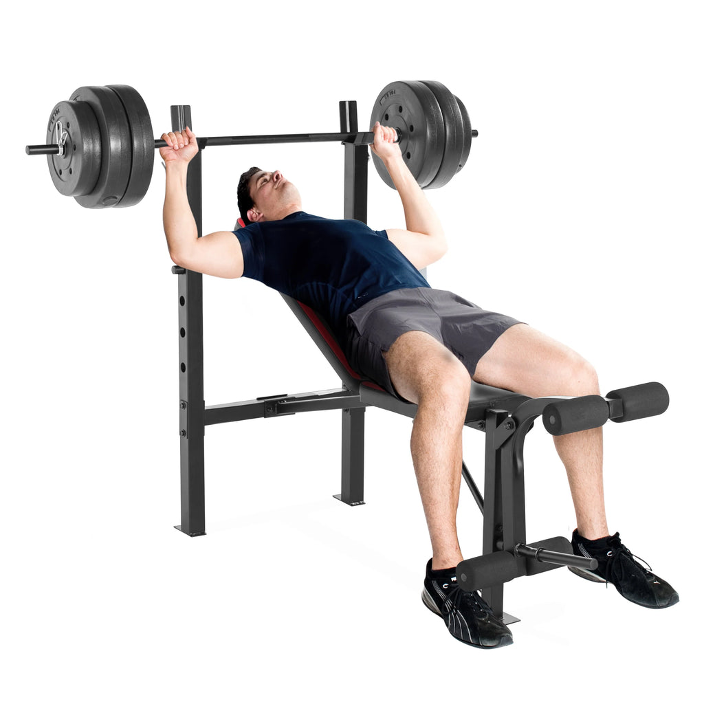Adjustable Weight Bench with Rack and 90 lb Vinyl Weight Set J9293