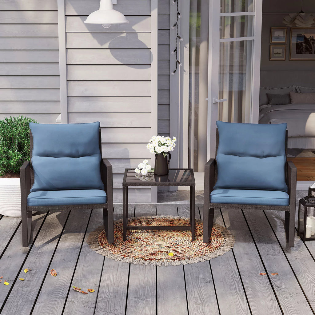 3 Piece Metal Bistro Set with Beige Cushions V511