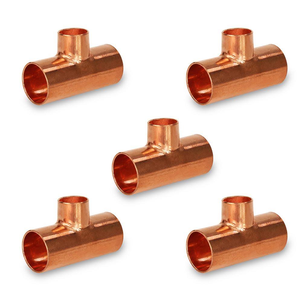 1-1/2 in. x 3/4 in. x 3/4 in. Copper Reducing Tee Fitting 5-Pack K639