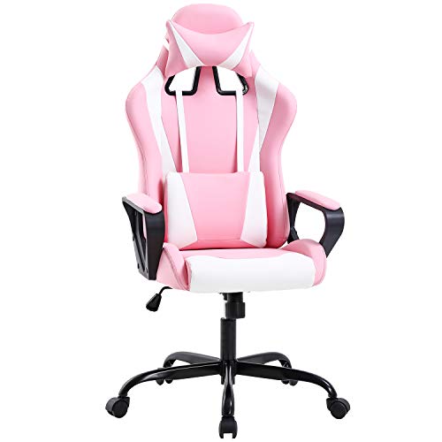 White Ergonomic High-Back Gaming Chair with Lumbar Support U81135