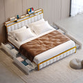 King Bed Frame with Faux Leather Upholstered Headboard and 4 Storage Drawers Z3757