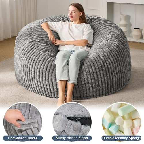 5ft Black Plush Bean Bag Chair T485147