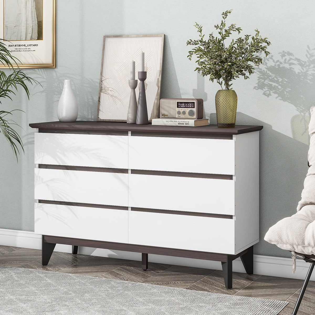 White 6 Drawer Dresser L8822