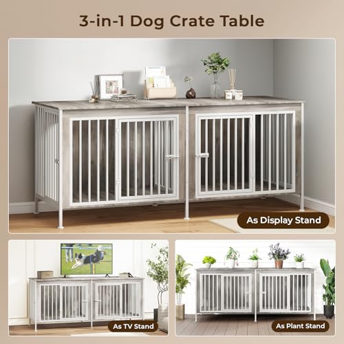 63 Inch Wooden Dog Cage with Divider S4391