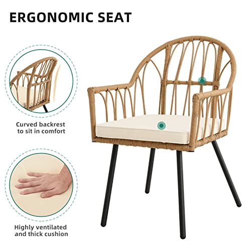 5 Pieces Wicker Patio Dining Table Chair Set with Umbrella Hole E23452