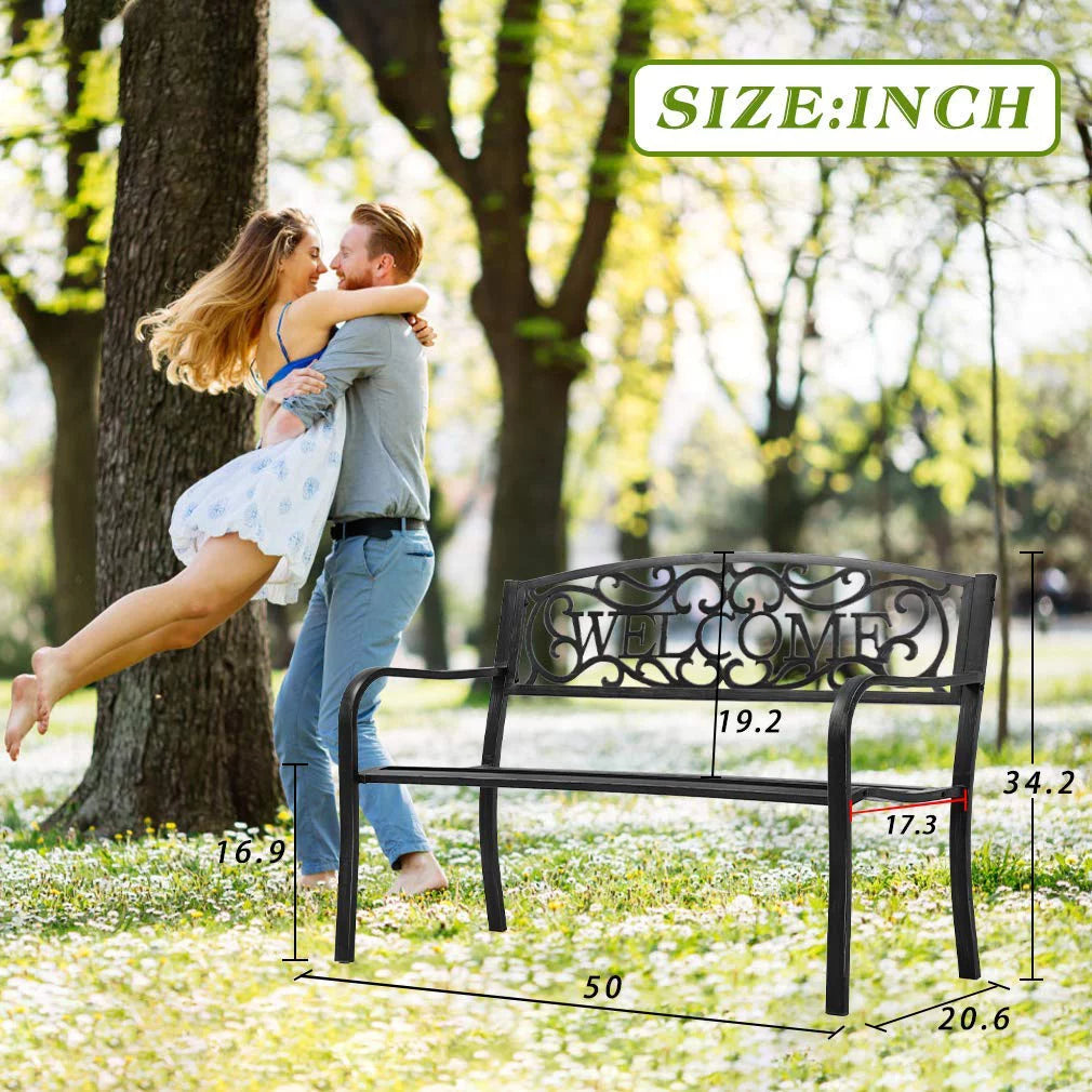 Patio Bench 400 lbs Cast Iron Metal Outdoor Seating M898345