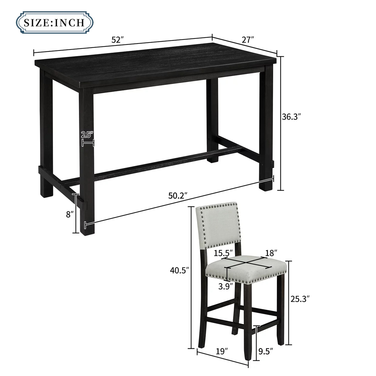 5 Piece Counter Height Bar Table with 4 Chairs L57298