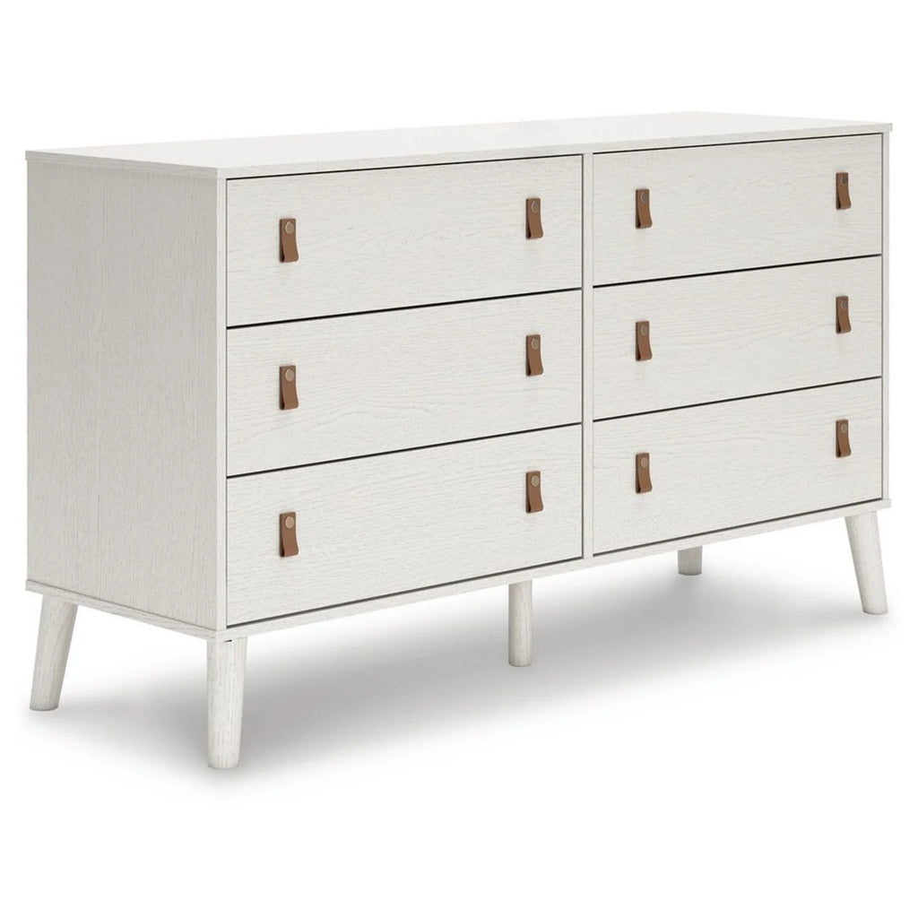 White 6 Drawer Wide Dresser O639806