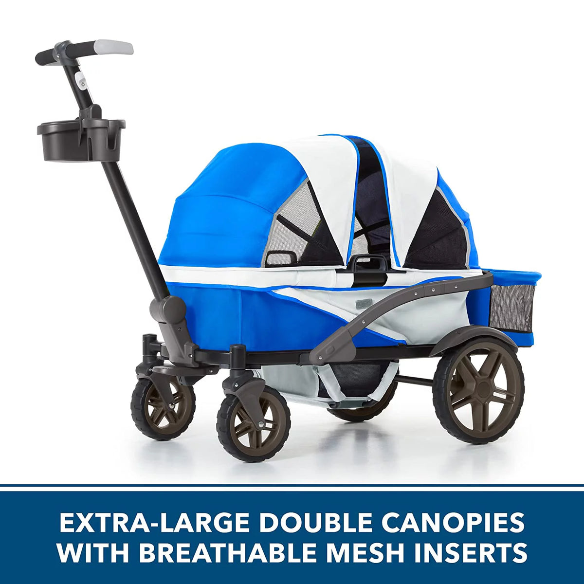 4-Seater Wagon Stroller with Rugged Wheels and Removable Canopy Y406388
